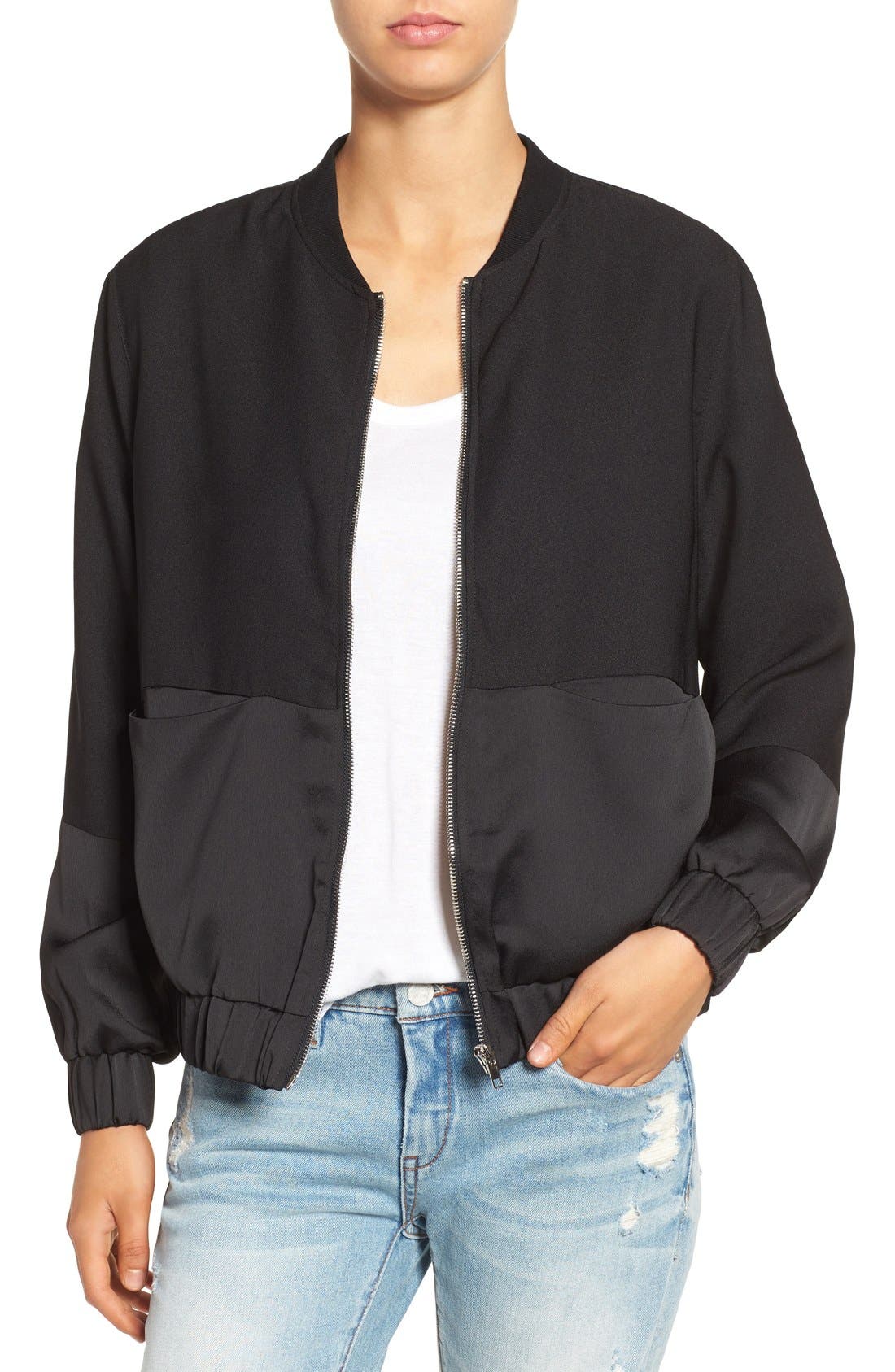 Missguided Tonal Satin Bomber Jacket Nordstrom