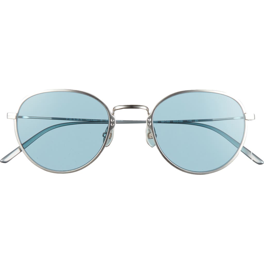 Prada Phantos 50mm Small Round Sunglasses In Blue
