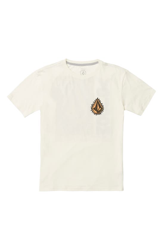 Volcom Kids' Flamed Cotton Graphic T-shirt In Off White