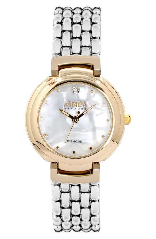 Shop I Touch Two-tone Diamond Mother Of Pearl Bracelet Watch, 32mm In Silver