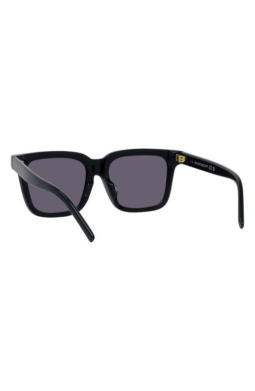 Givenchy Gv Day 53mm Rectangular Sunglasses In Shiny Black/smoke