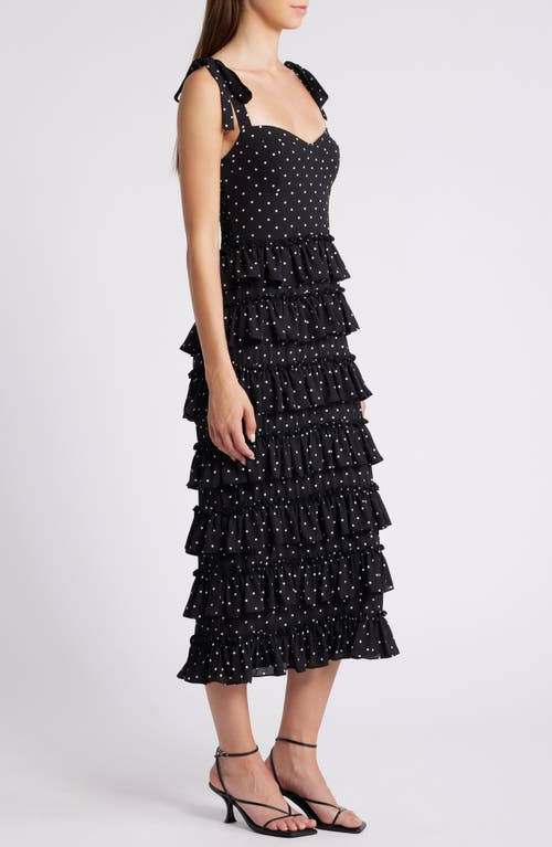 Shop Wayf The Masie Polka Dot Tiered Dress In Black Polka Dot