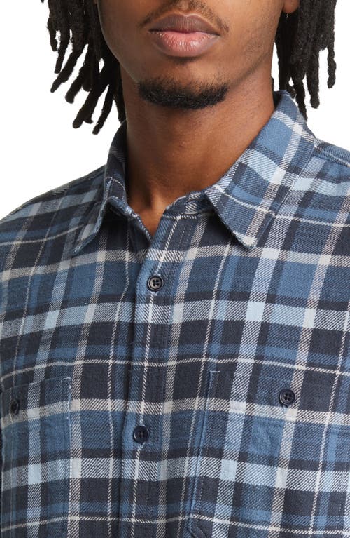 Shop Officine Generale Officine Générale Ahmad Plaid Flannel Button-up Shirt In Storm Blue/fadeblu/blue