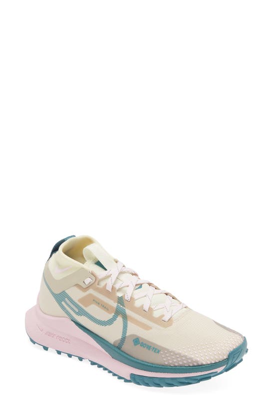 Nike React Pegasus Trail 4 Gore-tex® Waterproof Running Shoe In Sanddrift/ Teal/ Coco Milk