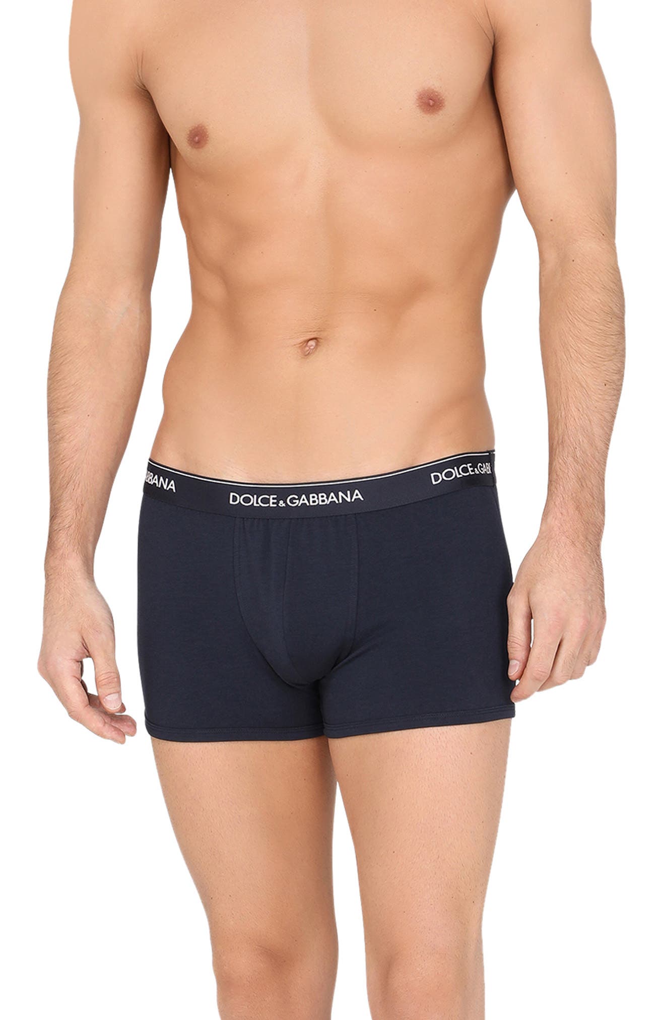 Dolce & Gabbana 2-Pack Logo Waist Boxer Briefs in Navy