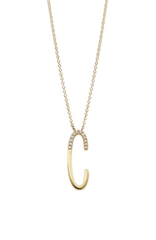 Bony Levy Diamond Initial Pendant Necklace in Yellow Gold-C at Nordstrom, Size 18