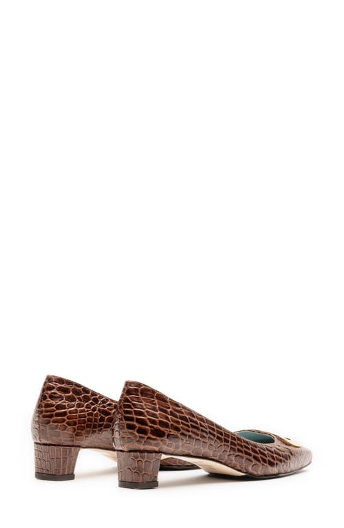 Shop Frances Valentine Mary Pump In Croc Emboss Leather Chocolate