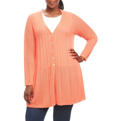 Plus Size Foxcroft Annette Maxi Cardigan, Orange
