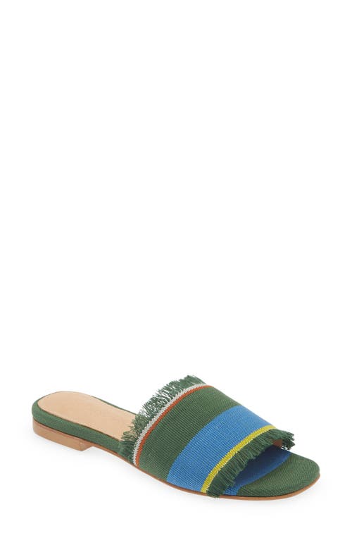 Shekudo Dassa Zoume Slide Sandal In Green/blue/white