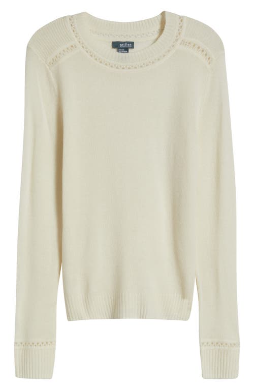 Shop Griffen Open Stitch Trim Wool & Cashmere Sweater In Ivory