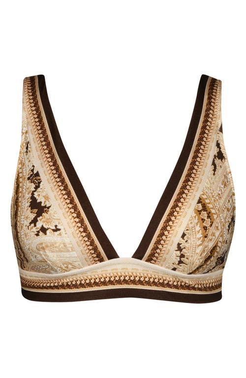 L Agence Lexie Paisley Bikini Top In Chocolate