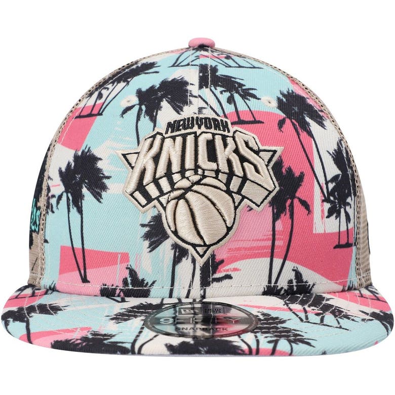 New Era Cream New York Knicks Palm Trees 9fifty Trucker Snapback Hat