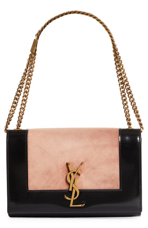 Saint Laurent Small Kate Colorblock Shoulder Bag in Peach Flower/Noir at Nordstrom