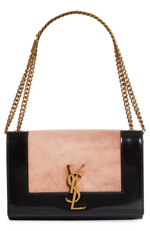 Saint Laurent Small Kate Colorblock Shoulder Bag In Peach Flower/noir