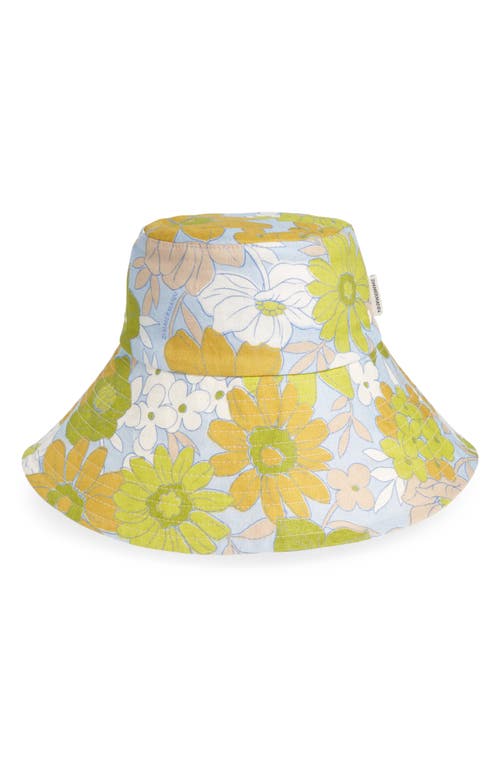 Floral Print Cotton Canvas Bucket Hat in Green Paisley