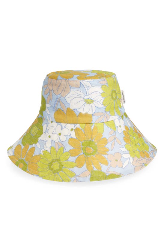Zimmermann Floral Print Cotton Canvas Bucket Hat In Green Paisley