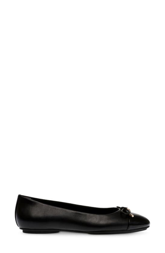 Shop Anne Klein Luci Cap Toe Ballet Flat In Black Microsuede/ Patent