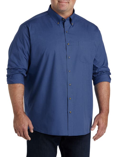 Shop Harbor Bay By Dxl Easy-care Solid Sport Shirt In Blue Depths Heather