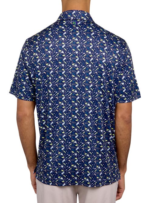 Construct Con.struct Micro Golf Print Performance Golf Polo In Navy