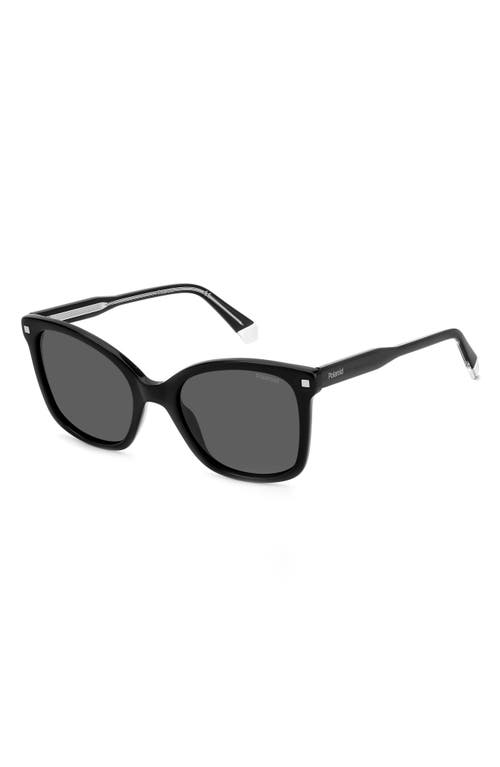 Polaroid 53mm Polarized Square Sunglasses In Black/gray Polar