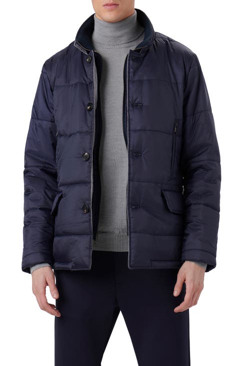 Bugatchi Men's Full-Zip Hooded Jacket Navy