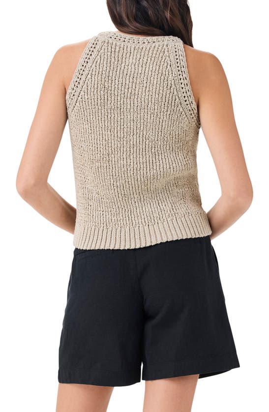 Shop Nic + Zoe Nic+zoe Openwork Sweater Tank In Brown Rice