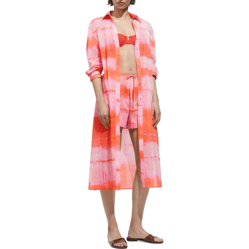 Mango Printed Shirt Dress Orange In Orange