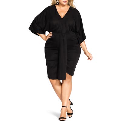 Plus Size City Chic Flirtatious Shift Dress, Black