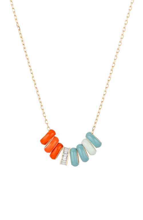 Adina Reyter Baguette Diamond Necklace In Gold/orange/blue Multi