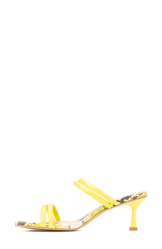 Fashion To Figure Lanna Snake Embossed Heeled Sandal In Yellow