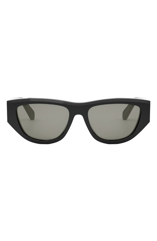 Shop Celine Monochroms 55mm Cat Eye Sunglasses In Shiny Black/smoke