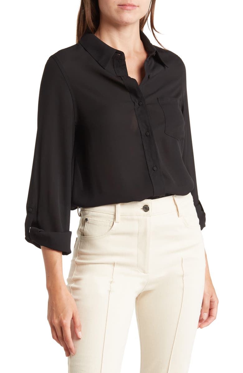 Nanette Lepore Roll Tab Button-Up Shirt | Nordstromrack