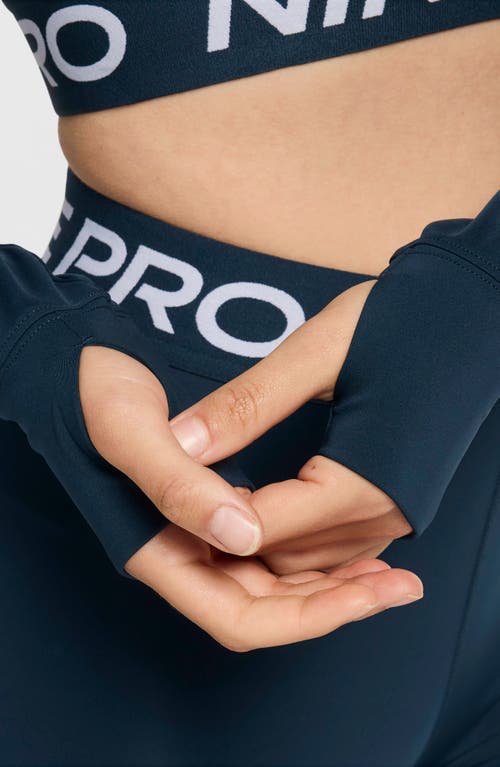 Nike Pro 365 Dri-fit Long Sleeve Crop Top In Armory Navy/black/white