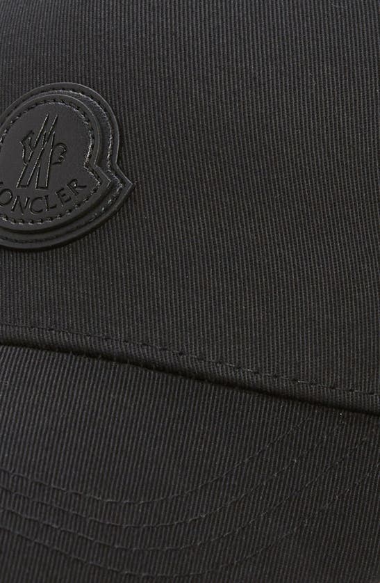 Shop Moncler Logo Patch Cotton Baseball Cap In Black