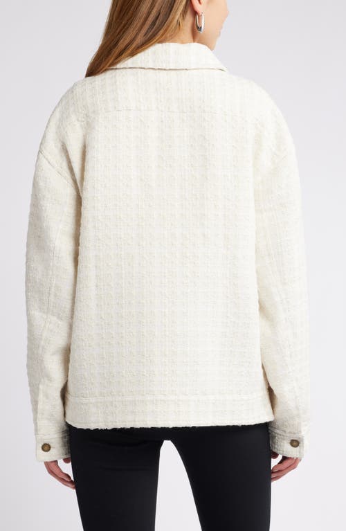 Open Edit Oversize Tweed Trucker Jacket In Ivory Dove
