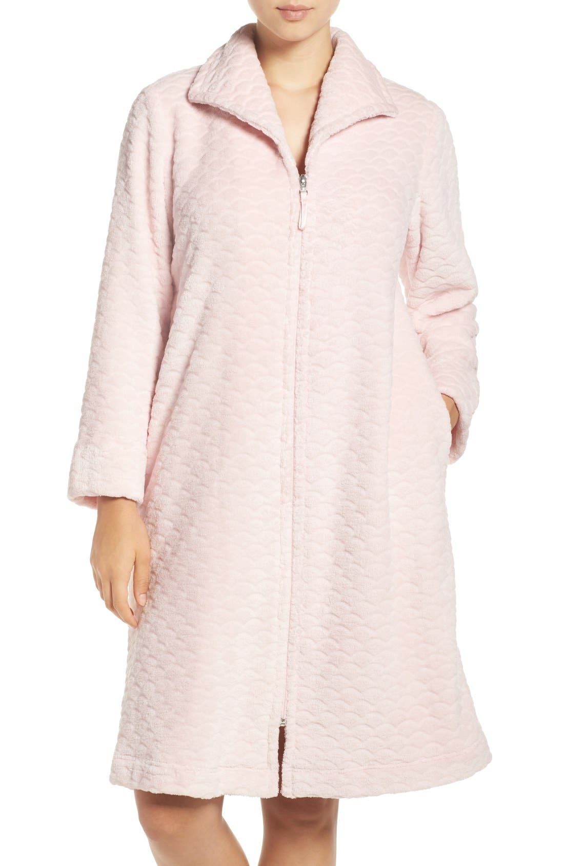 Oscar de la Renta Sleepwear Front Zip Plush Robe Nordstrom