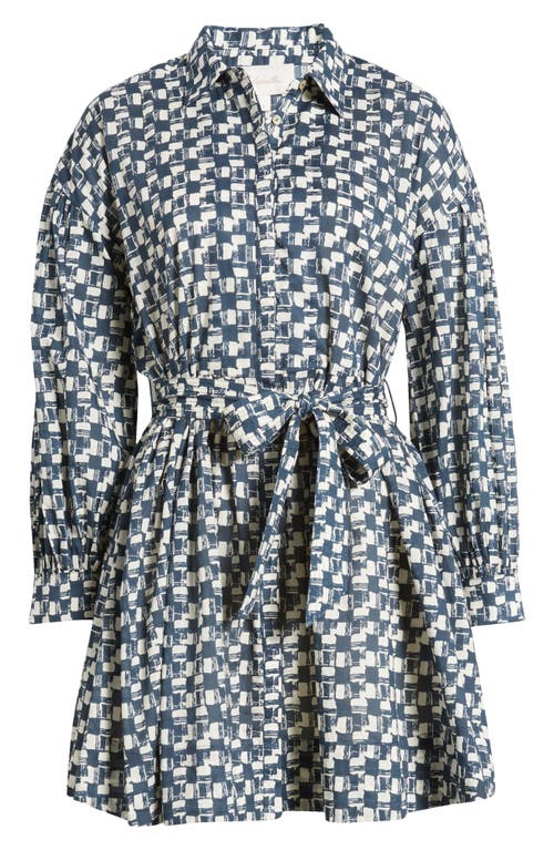 Shop Cleobella Collette Long Sleeve Organic Cotton Mini Shirtdress In Biarritz