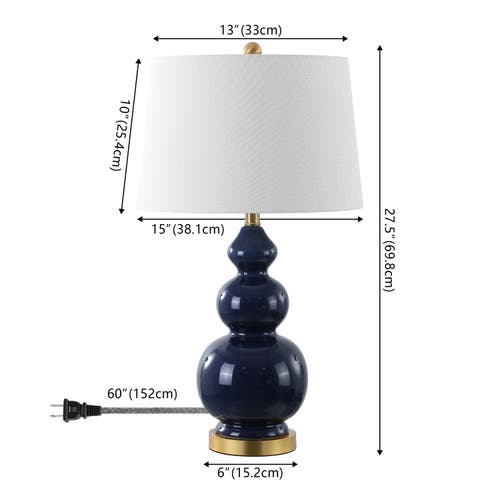 Jonathan Y Bowen Contemporary Transitional Ceramic Gourd Led Table Lamp In Navy