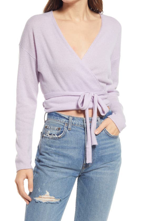 Reformation Cashmere Wrap Sweater In Pale Lavender