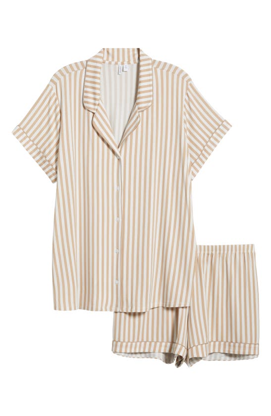 Shop Nordstrom Moonlight Eco Short Pajamas In Beige Hummus Skinny Stripe