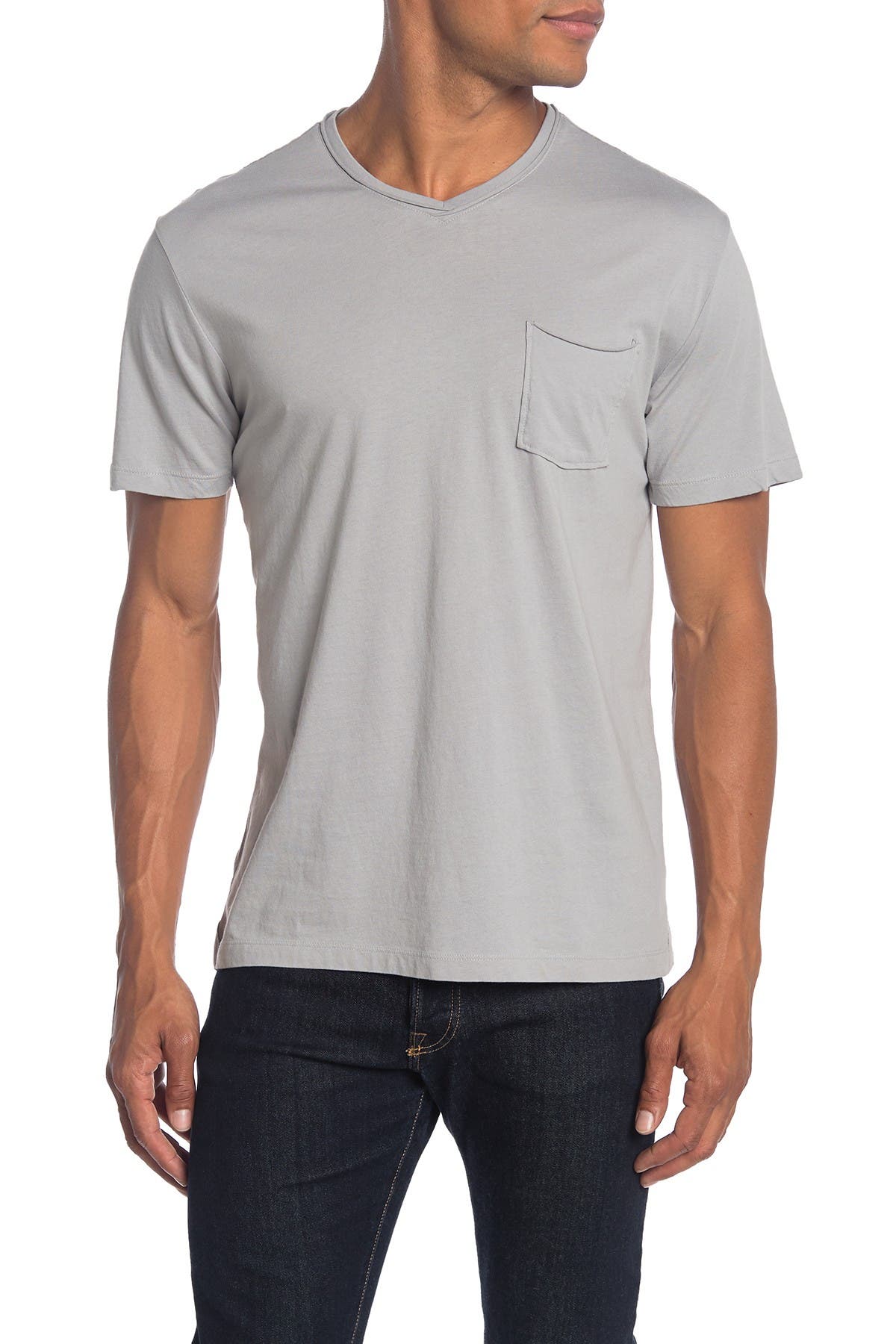 Robert Barakett Magog Rolled Edge V-neck T-shirt In Light/pastel Grey8