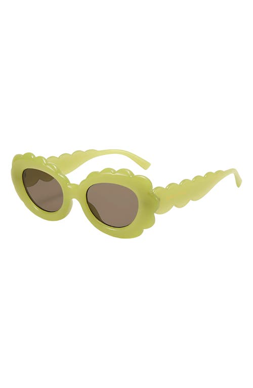 Fifth & Ninth Lilah 74mm Polarized Oversize Oval Sunglasses In Pear Green/brown