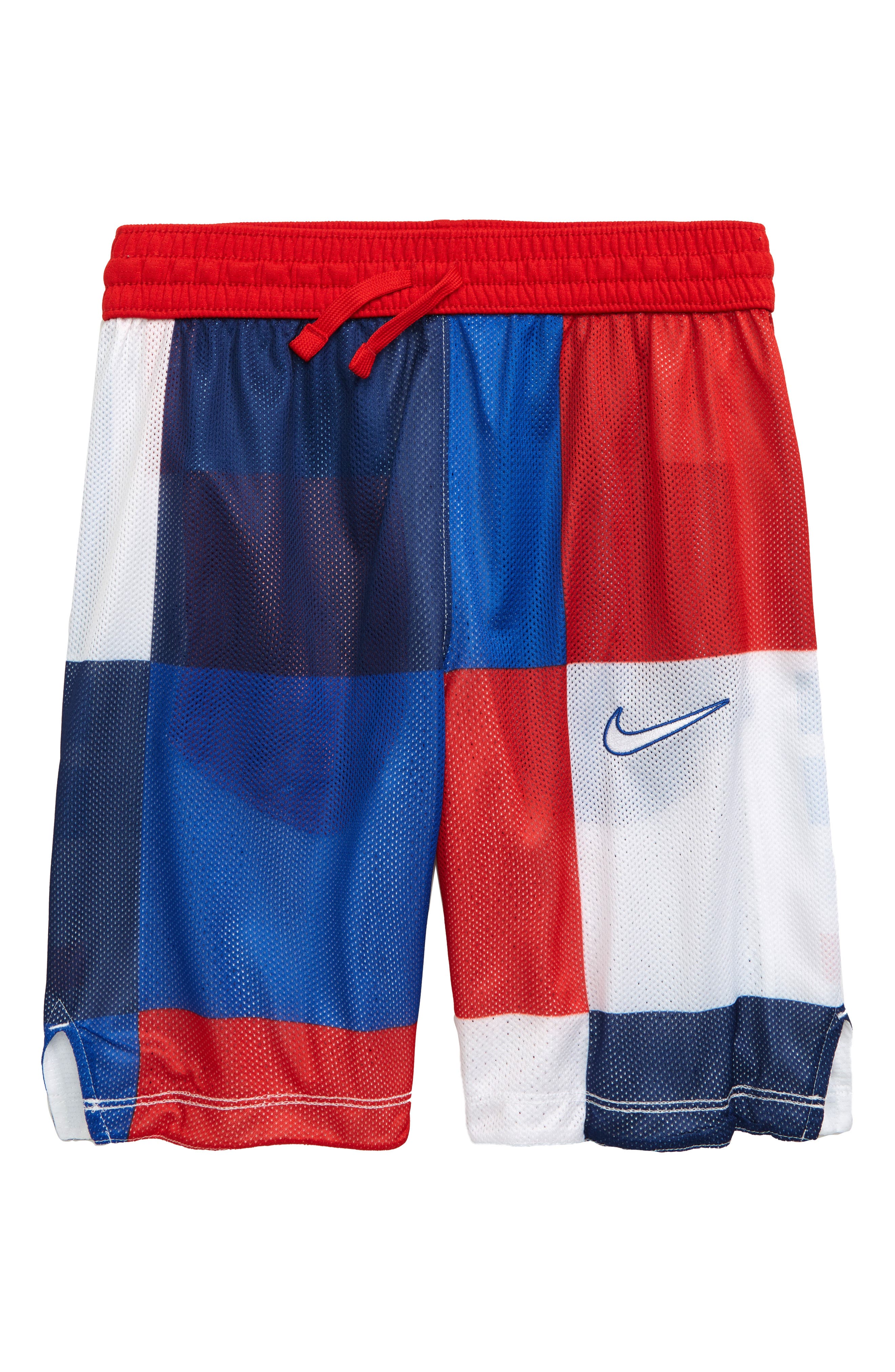 red blue and white nike shorts