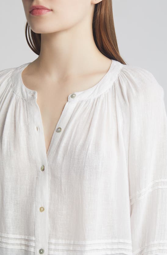 Shop Rails Frances Linen Blend Button-up Shirt In White