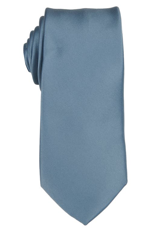 Shop Brooklyn Brigade Solid Satin X-long Tie In Dusty Blue