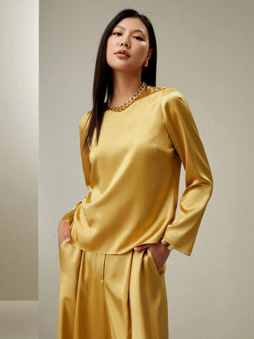 Shop Lilysilk Minimalist Long Sleeve Silk Top In Lemon Drop