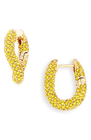 Shop Kurt Geiger London Curved Huggie Hoop Earrings In Yellow