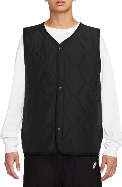 Woven Insulated Military Vest in Black/Black
