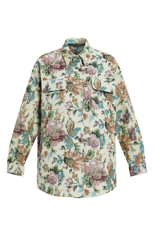 Shop Marina Rinaldi Canapa Floral Jacquard Jacket In Pale Yellow