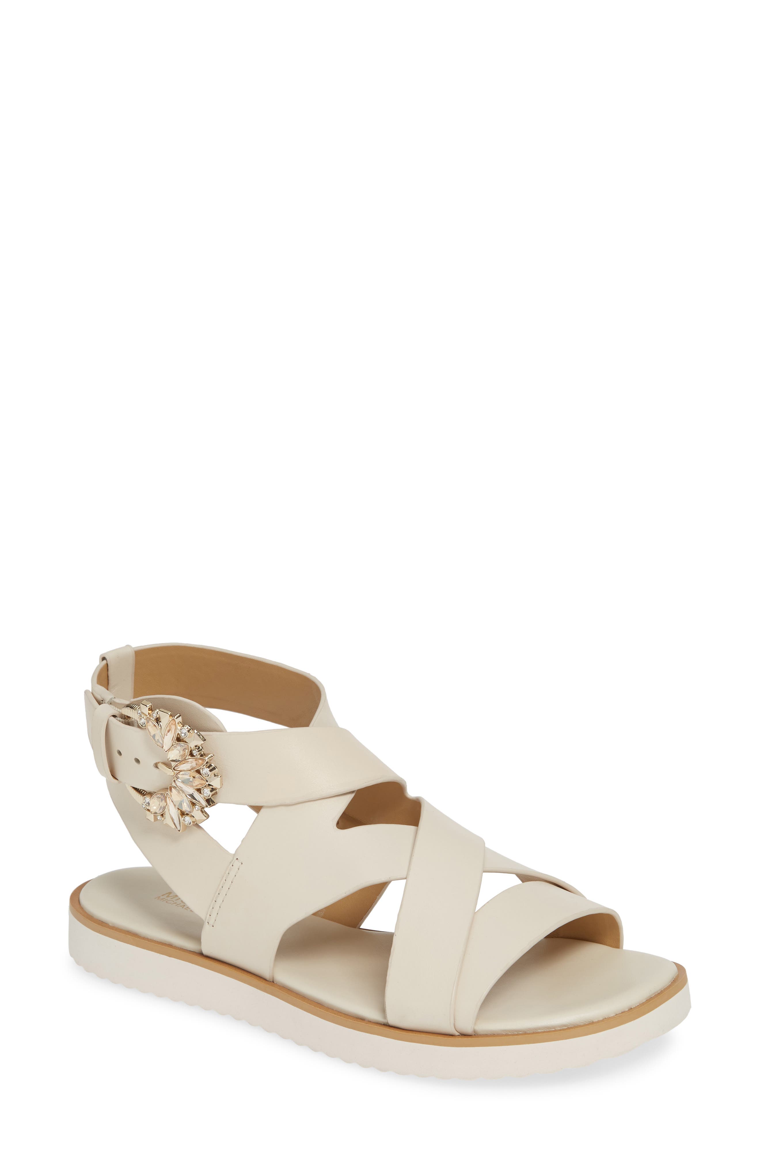Michael Michael Kors Frieda Strappy Flat Sandal, Ivory